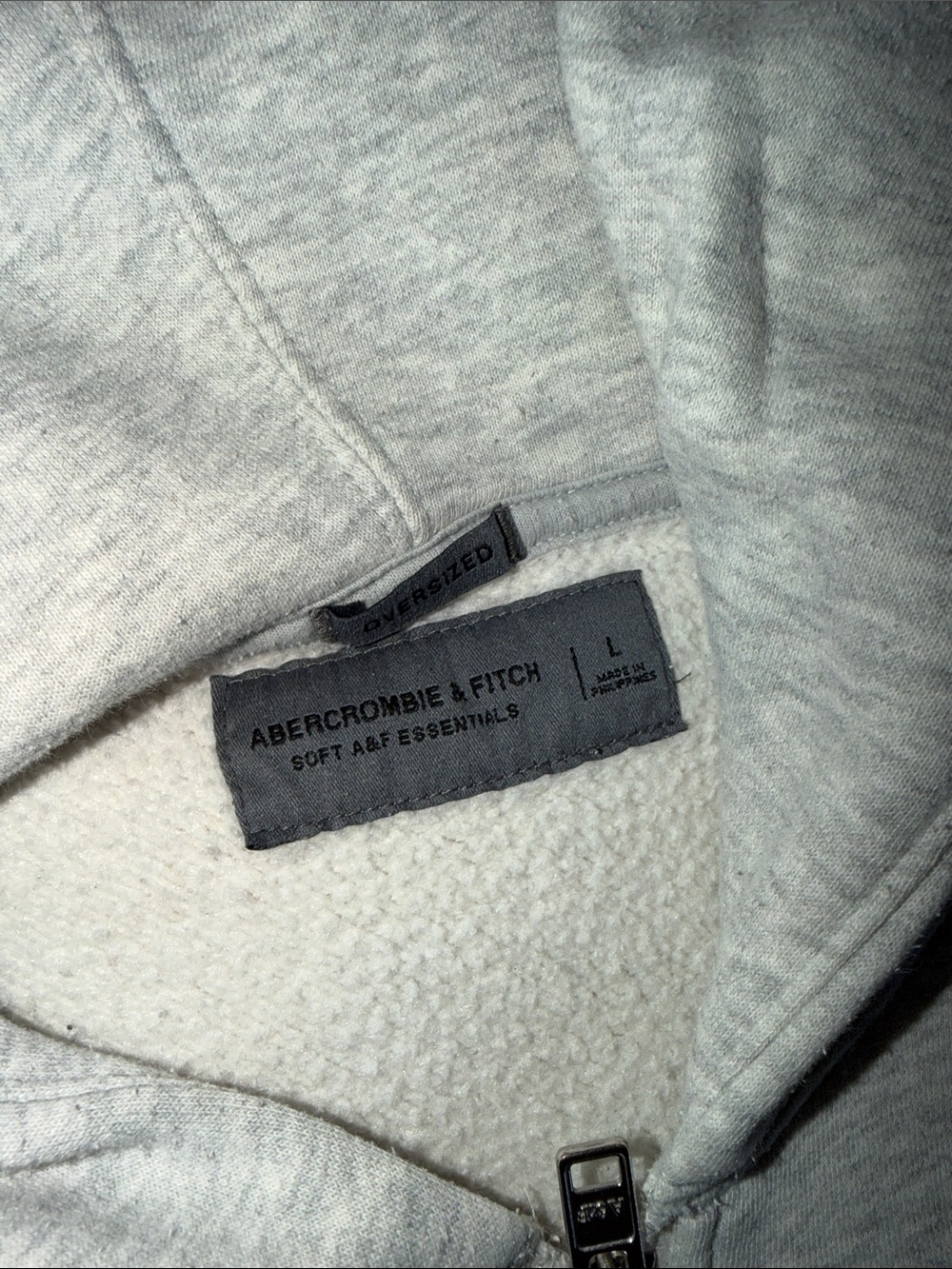 Abercrombie & Fitch Light Heather Gray Essential Full-Zip Hoodie - Picture 5 of 9